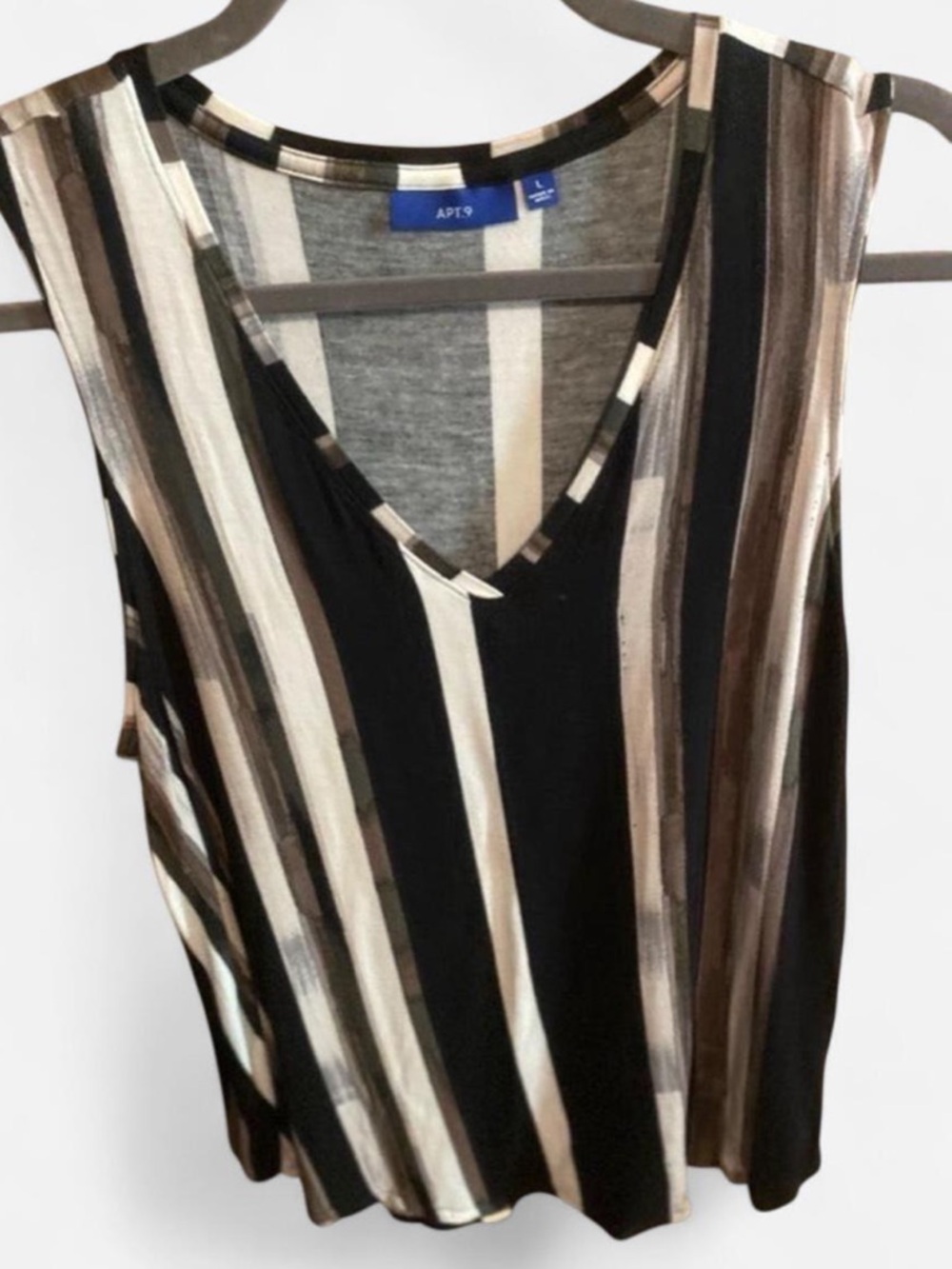 APT 9 Sleeveless top/Large /browns cream stripe/large
